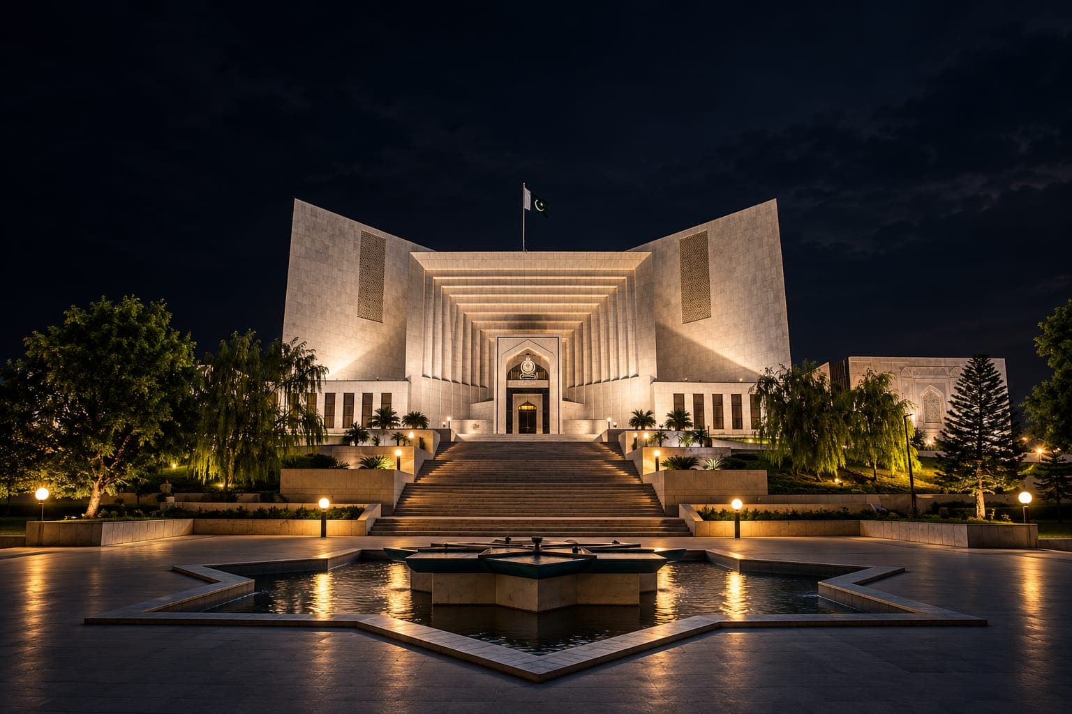 The Supreme Court of Pakistan, Islamabad, at night